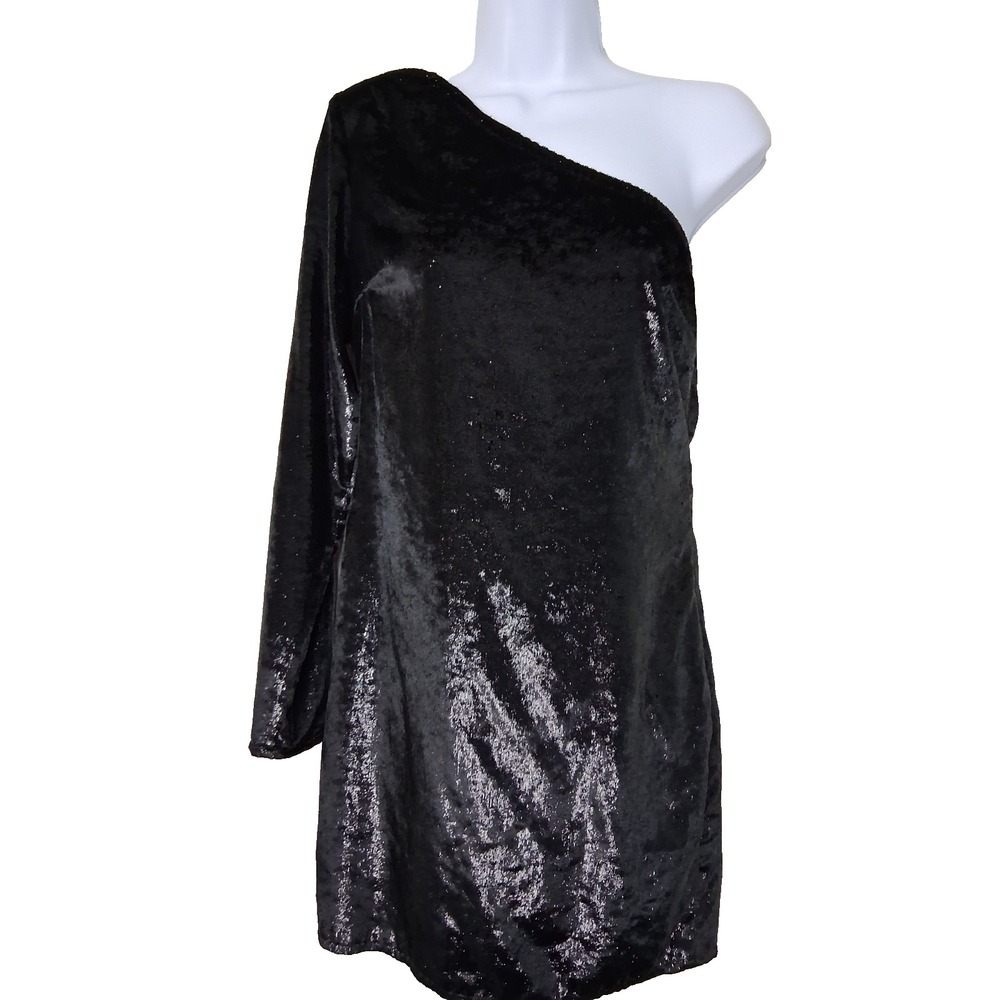 The Room Velour‎ Mini Dress One Shoulder Sparkly Shimmer Stretch Party Cocktail